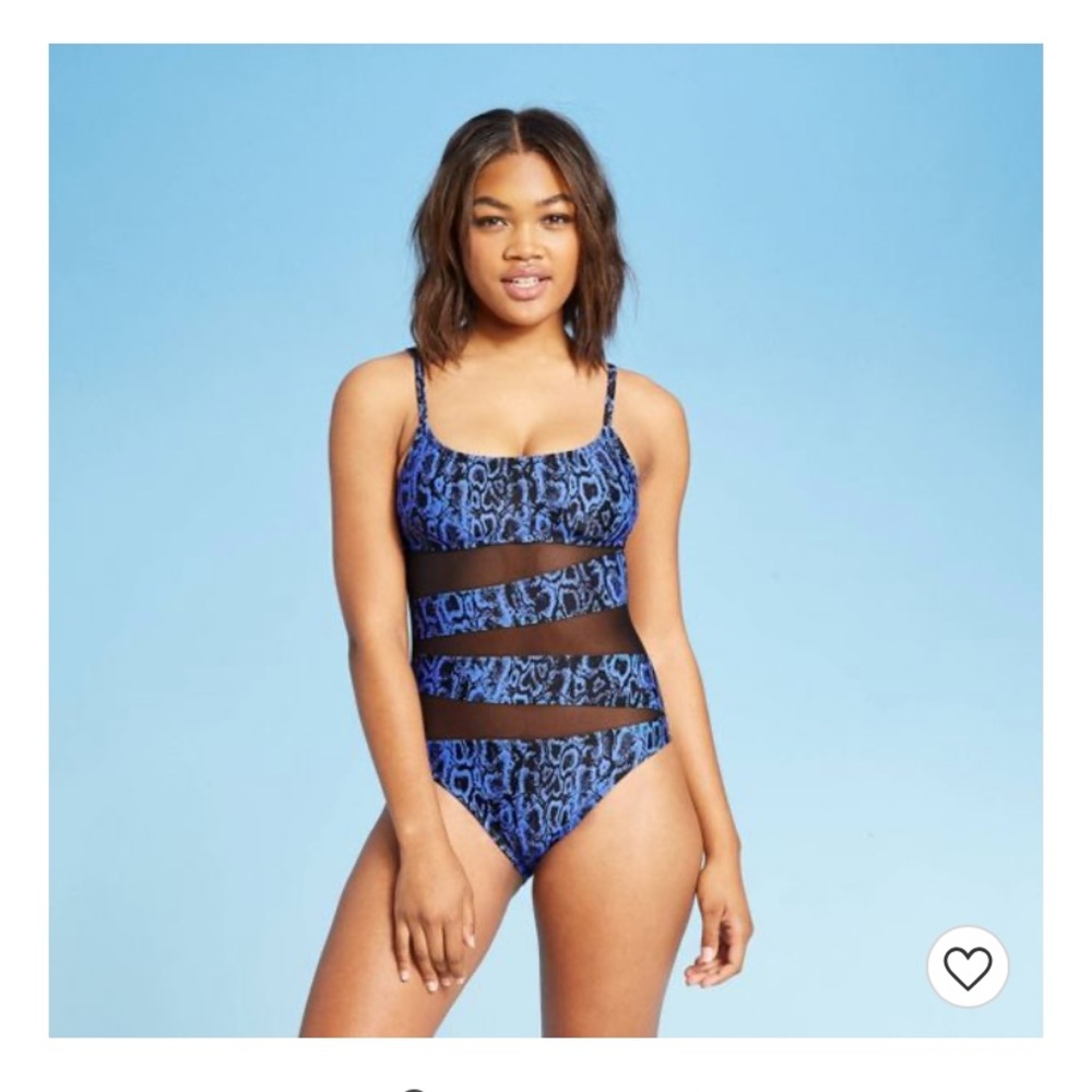 Blue & Black Mesh Snakeskin One Piece